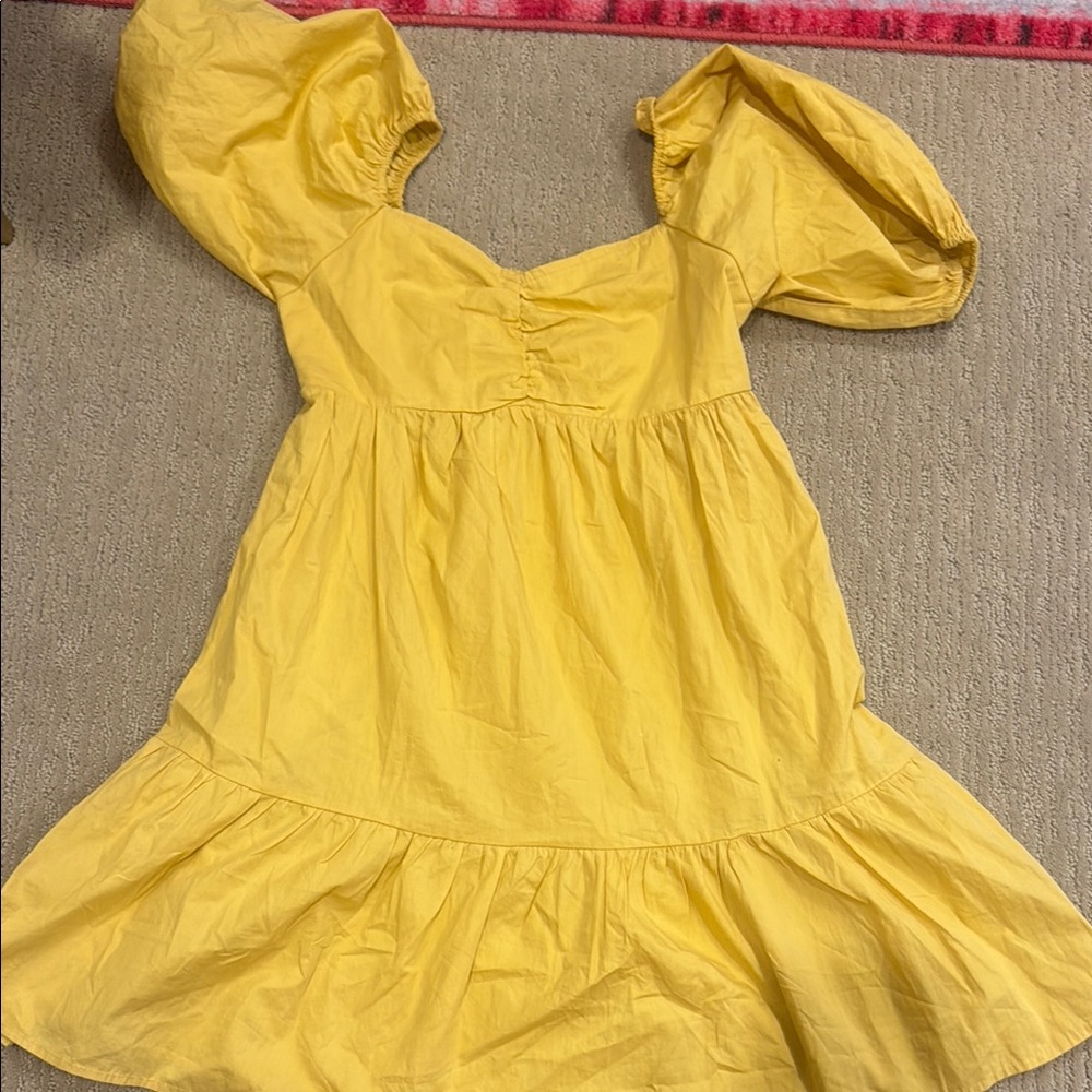 Billabong Yellow Smocked Puff Sleeve Sundress